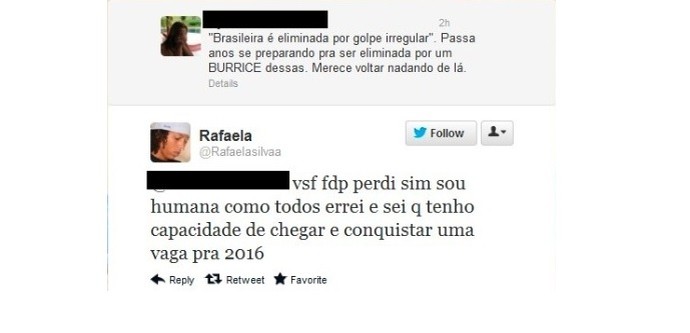 Rafaela Silva rebate no Twitter as críticas por eliminação nos Jogos Olímpicos de Londres de 2012 (Foto: Reprodução)