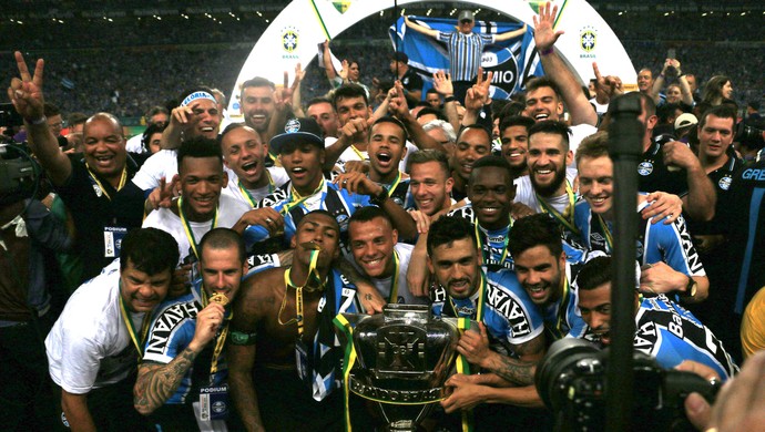 Jogadores do Grêmio conquistam o penta da Copa do Brasil (Foto: Diego Guichard) Jogadores do Grêmio conquistam o penta da Copa do Brasil (Foto: Diego Guichard)