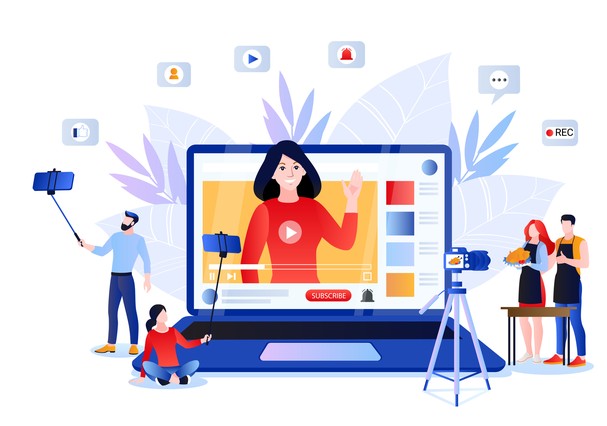 Vlog and trendy video content creation for social networks. Vector flat cartoon illustration of lifestyle bloggers and influencers. Internet media modern digital technology concept. (Foto: Getty Images/iStockphoto)