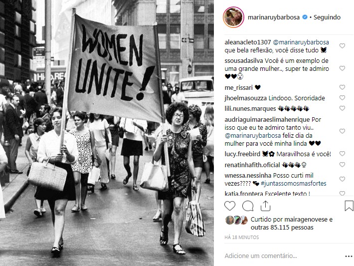 Comentários da publicação de Marina Ruy Barbosa no Dia da Mulher (Foto: Reprodução/Instagram)