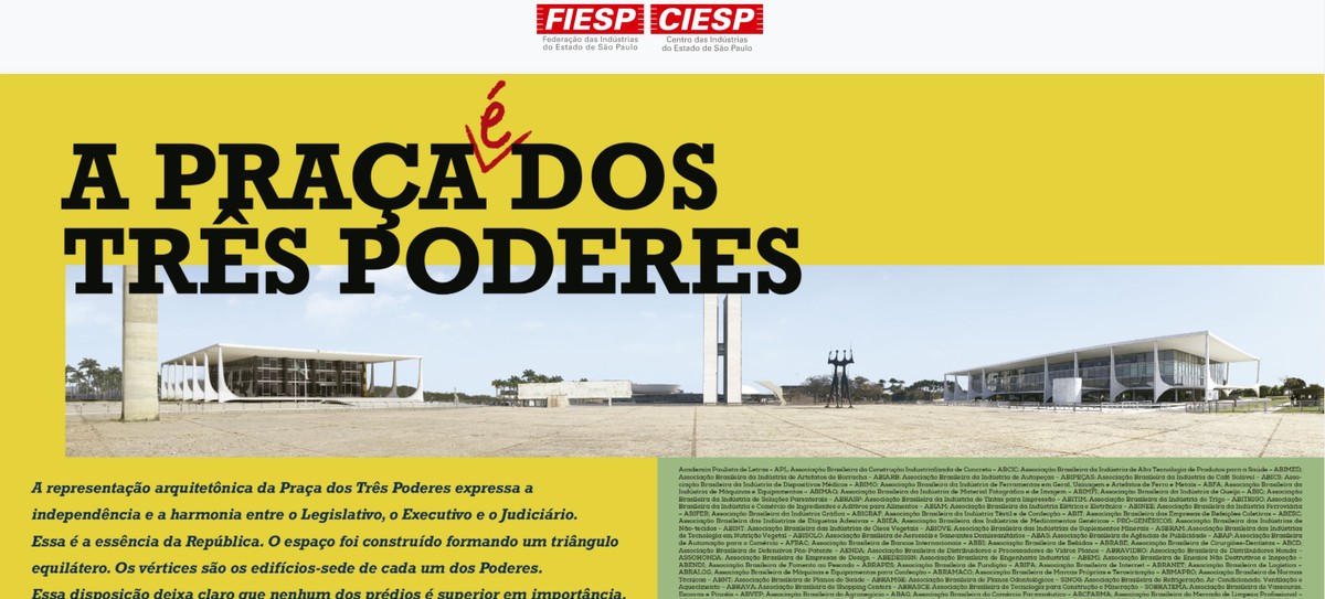 Fiesp divulga manifesto por harmonia entre Poderes sem citar ataques de Bolsonaro ao Supremo