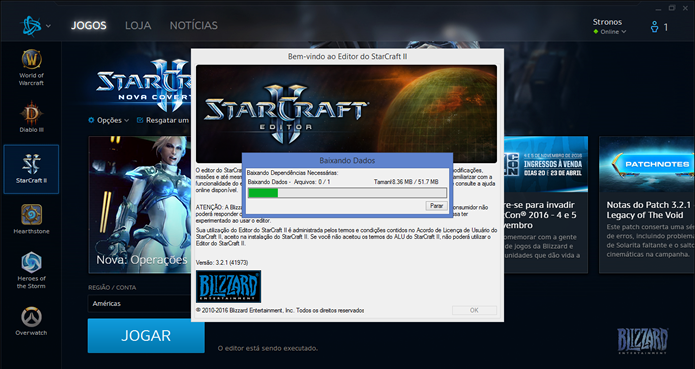Aguarde o download e a instalação do editor de mapas do StarCraft 2(Foto: Reprodução/Daniel Ribeiro)