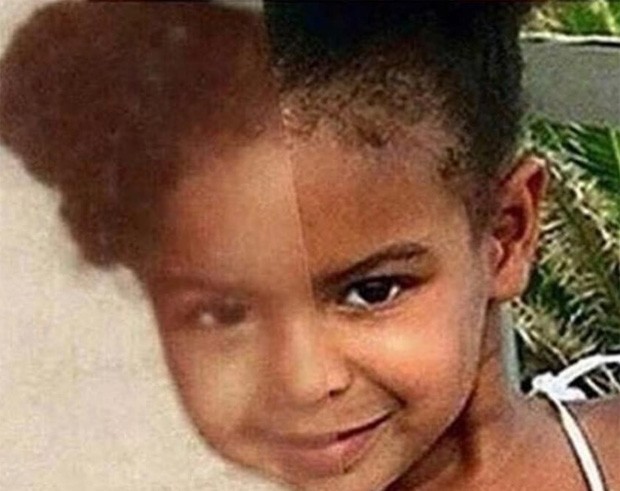 Beyoncé na infância e Blue Ivy (Foto: Reprodução)