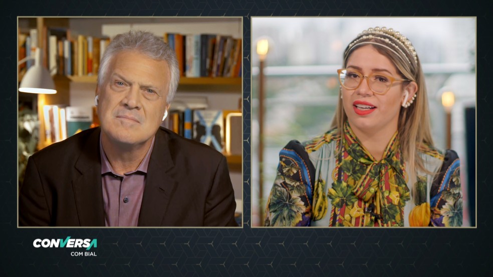 Marília Mendonça conversou com Pedro Bial em fevereiro deste ano — Foto: Reprodução/TV Globo