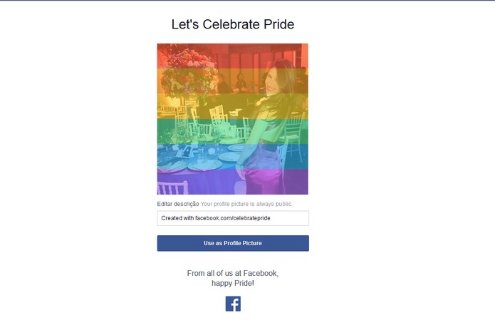 Ferramenta do Facebook para personalizar perfil para comemora??o do orgulho gay (Foto: Reproducao/Barbara Mannara)