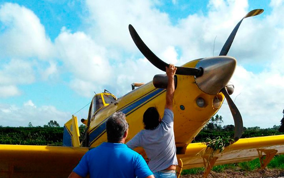Avi&atilde;o teve avarias na fuselagem ap&oacute;s o pouso de emerg&ecirc;ncia na Bahia (Foto: Site Bahia Dia a Dia)