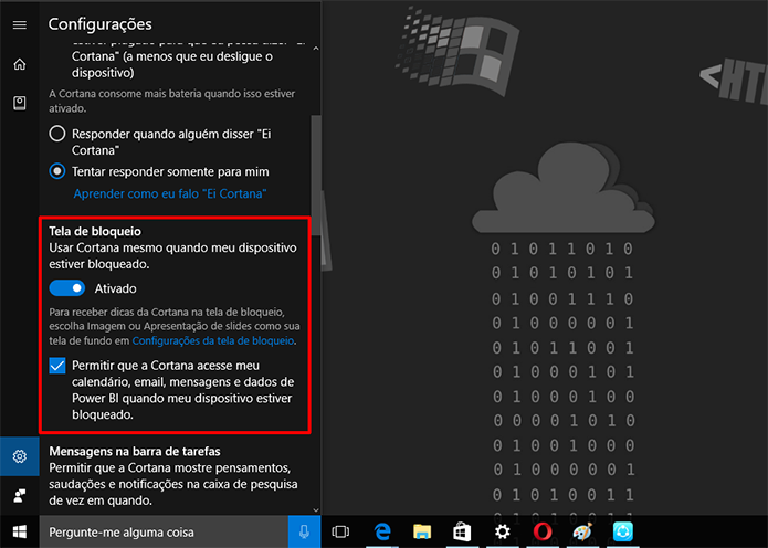 Cortana pode acessar informações pessoais do usuário mediante autorização (Foto: Reprodução/Elson de Souza)