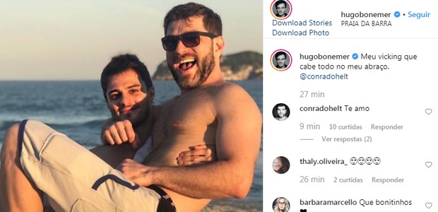Hugo Bonemer e Conrado Helt trocam elogios na web (Foto: Reprodução Instagram)