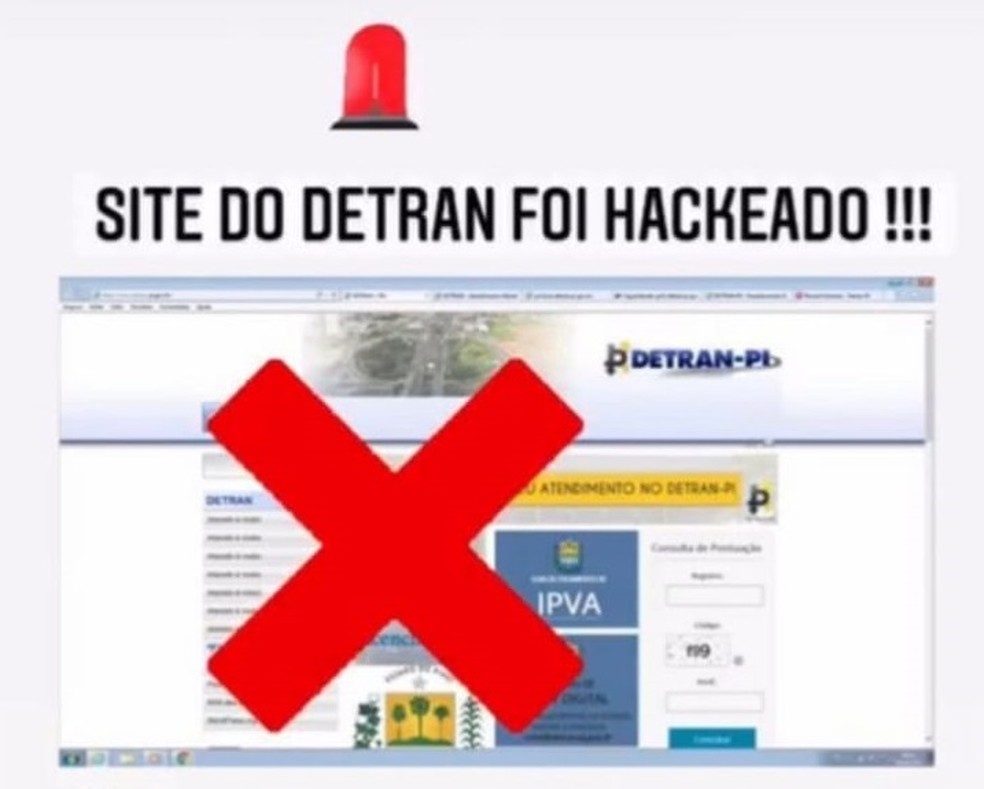 Site do Detran-PI é hackeado  — Foto: Reprodução