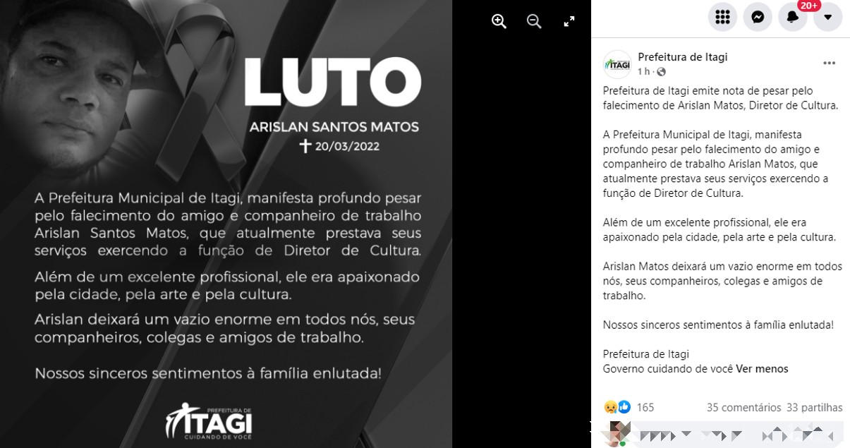 Diretor de cultura de cidade da Bahia é morto a tiros e corpo é achado em estrada; polícia investiga homicídio