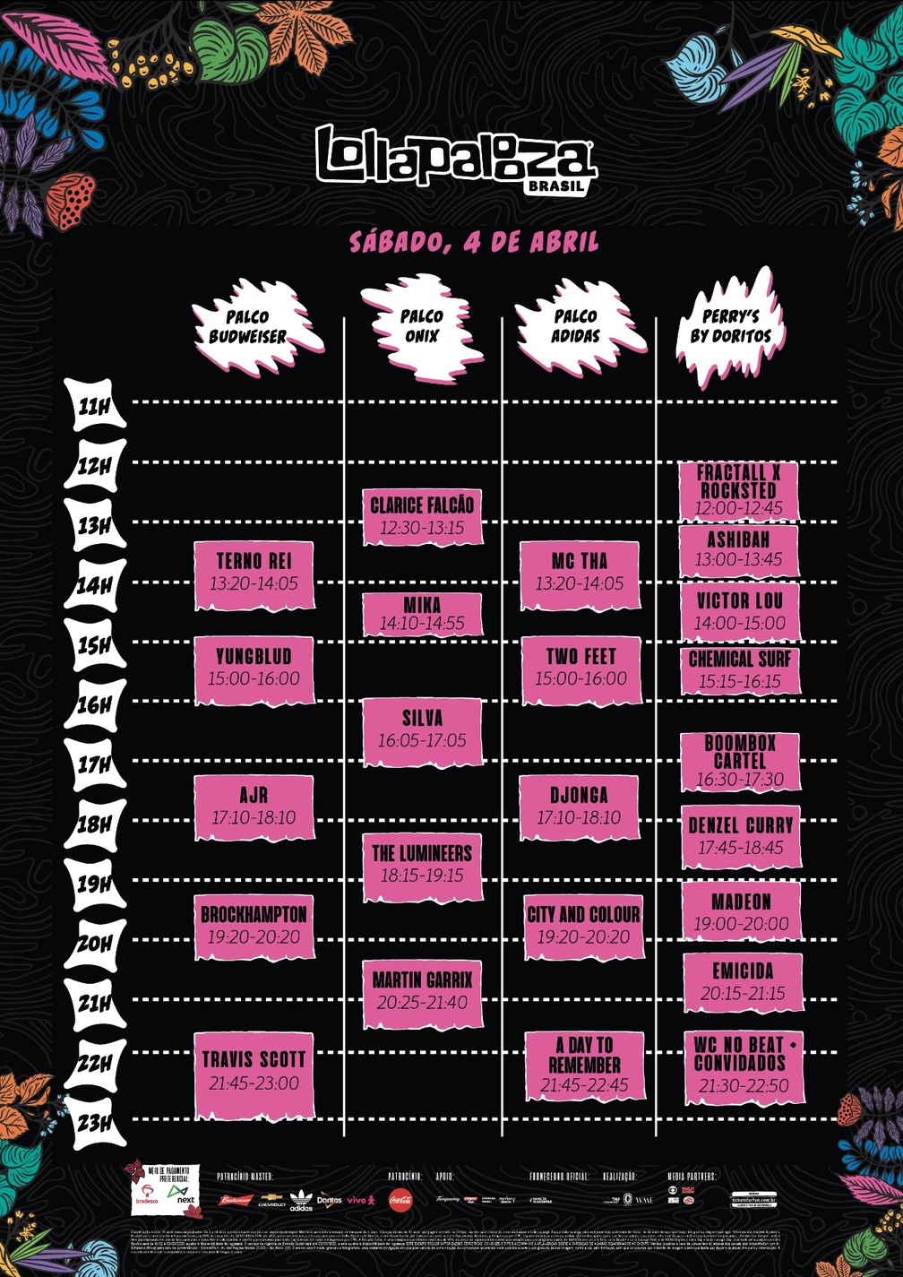 Programação musical do segundo dia de Lollapalooza 2020 — Foto: Divulgação