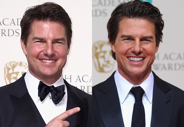 Tom Cruise no BAFTA e em janeiro de 2015 (Foto: Ian Gavan e  Stuart C. Wilson/Getty Images)