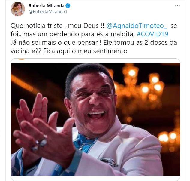 Roberta Miranda faz homenagem a Agnaldo Timóteo (Foto: Reprodução Twitter )