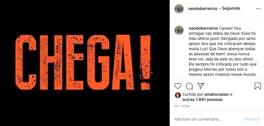 Post em que Luiz Fernanda desabafa sobre a filha e anuncia que sairá do Instagram (Foto: Reprodução/Instagram)