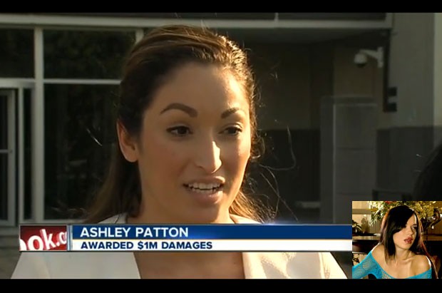 Ashley Patton ganhou US$ 1 milhão (R$ 2,46 milhões) após emissora de rádio confundi-la com a atriz pornô Ashley Payton (foto pequena) (Foto: Reprodução/YouTube/41 Action News)