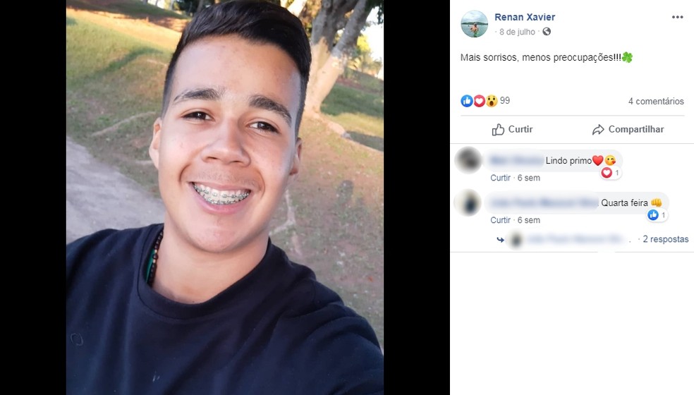 Renan Xavier dos Santos, de 18 anos, não resistiu aos ferimentos após acidente em Paraguaçu Paulista (SP) — Foto: Facebook/Reprodução