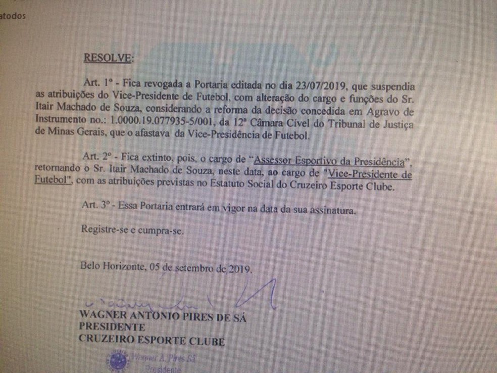 Portaria assinada por Wagner Pires de Sá 