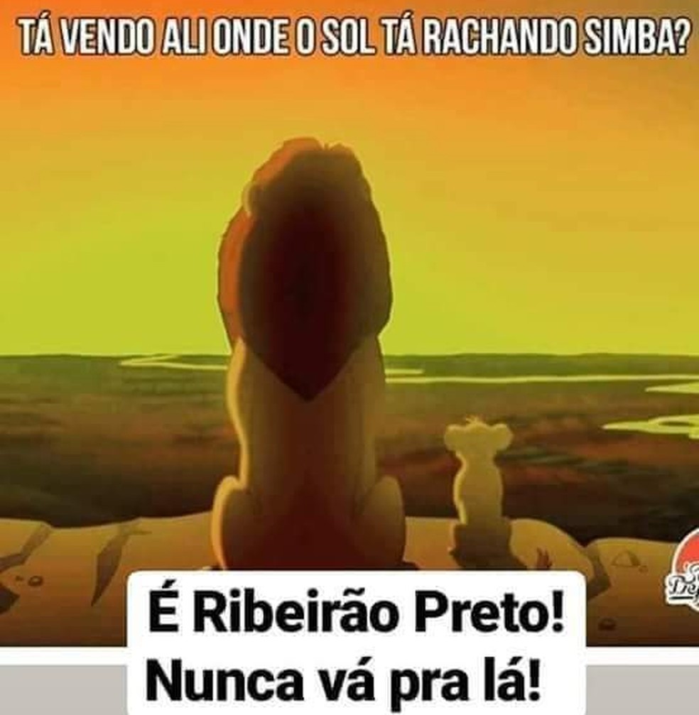 Moradores de Ribeirão Preto brincam com calorão e fazem piada inspirada em 'O Rei Leão' — Foto: Instagram/Reprodução