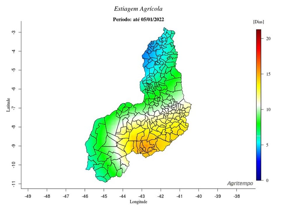 Mapa da Estiagem Agrícola — Foto: Agritempo Embrapa