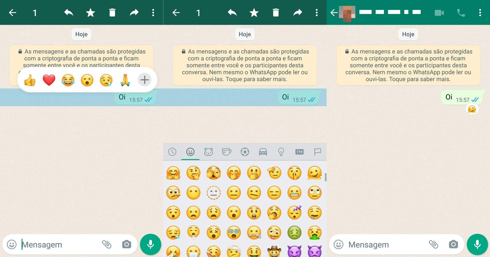 Como enviar novas reações em mensagens no WhatsApp — Foto: Reprodução/WhatsApp