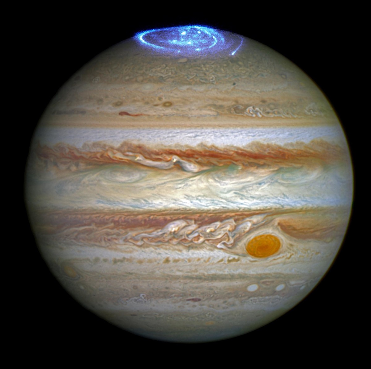 O telescópio espacial Hubble capturou auroras vívidas na atmosfera de Júpiter (Foto: NASA / Divulgação)