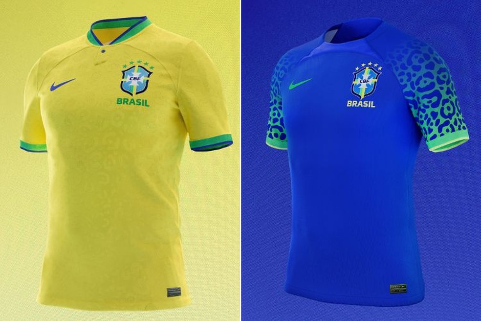Uniformes da Seleção Brasileira para a Copa do Mundo no Catar — Foto: Divulgação/Nike