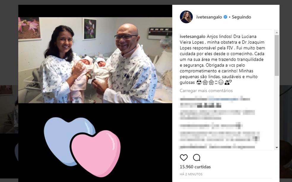Cantora postou homenagem a médicos que cuidaram das filhas (Foto: Reprodução/ Instagram)