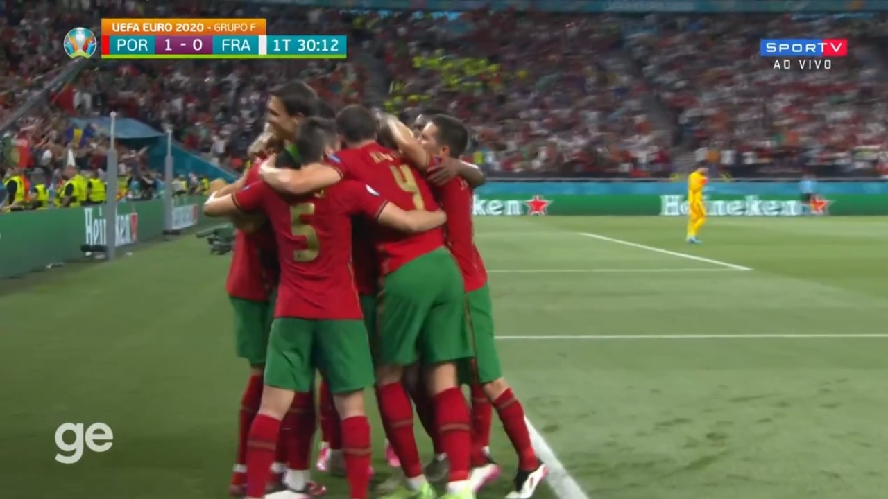Aos 30 min do 1º tempo - gol de pênalti de Cristiano Ronaldo de Portugal contra a França