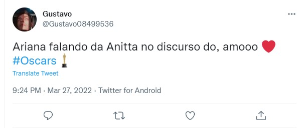 Personagem chamada Anitta em filme do Oscar confunde brasileiros no Twitter (Foto: Reprodução)