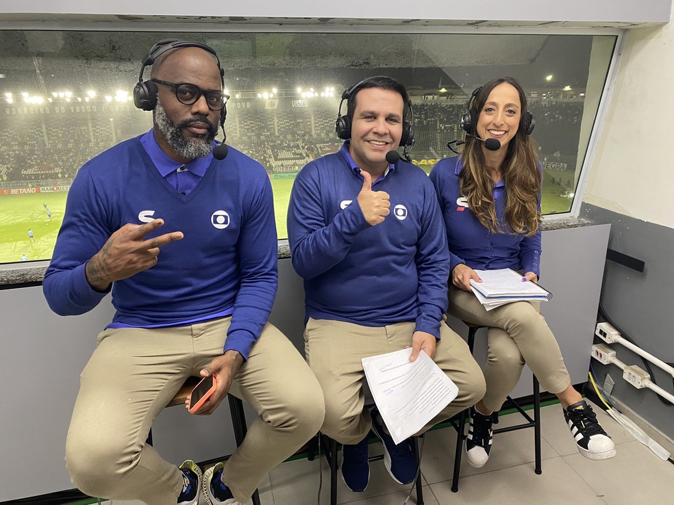 Grafite, Dandan e Renata Mendon&ccedil;a durante transmiss&atilde;o no SporTV &mdash; Foto: Reprodu&ccedil;&atilde;o