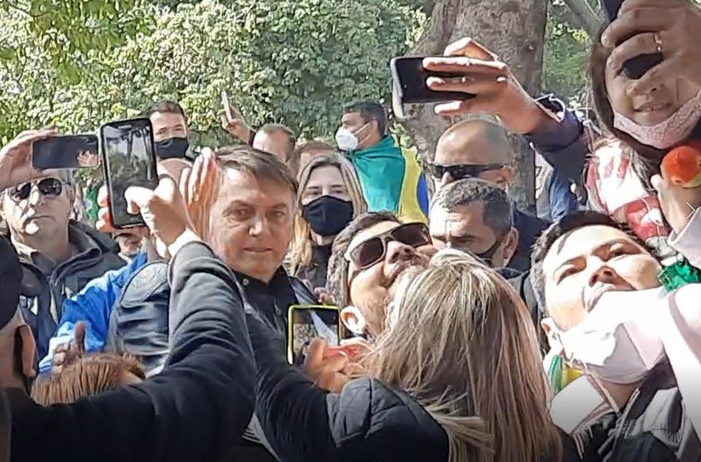 O presidente Jair Bolsonaro participou de um ato em defesa do voto impresso auditável no Parque do Povo, em Presidente Prudente — Foto: Aline Costa/G1