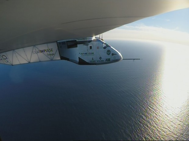 Solar Impulse 2 voltou a &#39;se carregar&#39; com a energia solar na manhã desta terça (Foto: Handout / Solar Impulse 2 / AFP)