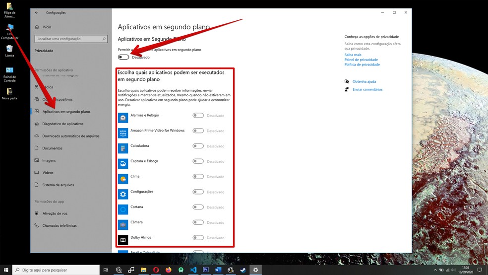 Desativar apps em segundo plano ajuda a deixar o PC mais rápido — Foto: Reprodução/Filipe Garrett