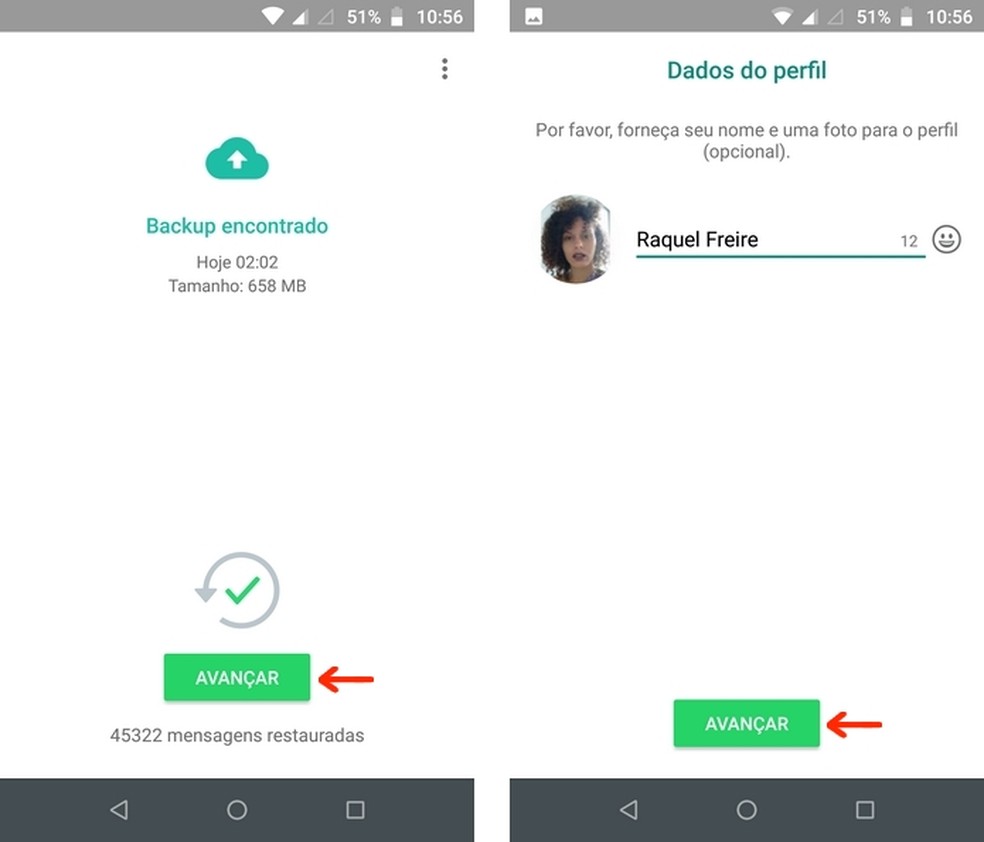 Restaure conversas do WhatsApp para Android — Foto: Reprodução/Raquel Freire