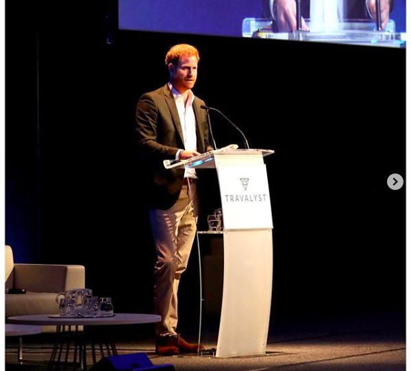 O Príncipe Harry no evento sobre meio ambiente no qual ele esteve presente na Escócia (Foto: Instagram)