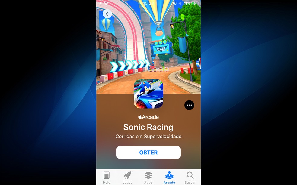 Sonic é um dos jogos no Apple Arcade — Foto: Reprodução/Felipe Vinha