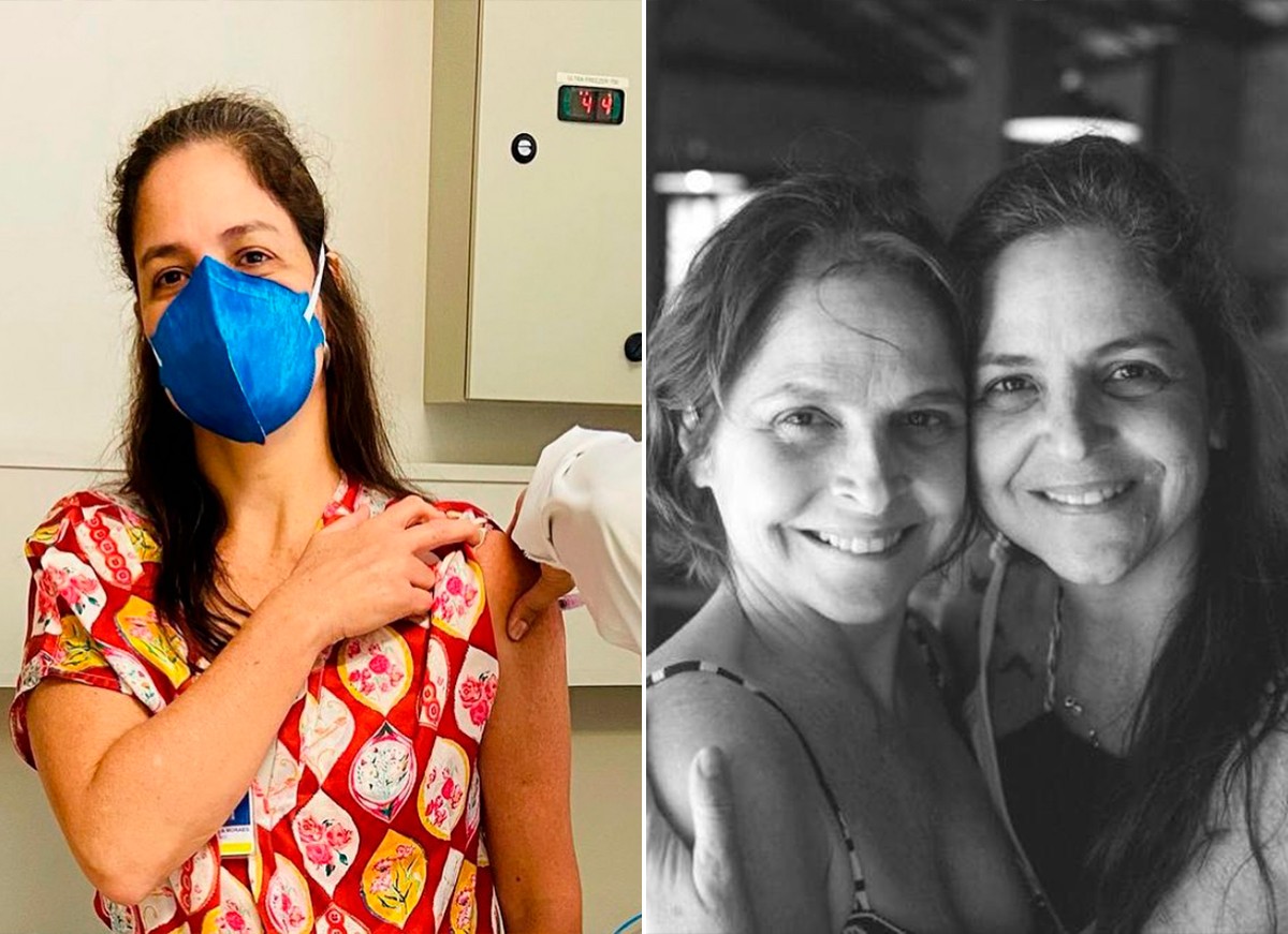 Drica Moraes mostra a irmã, a médica Alessandra Moraes, recebendo a primeira dose da Coronavac (Foto: Reprodução/ Instagram)