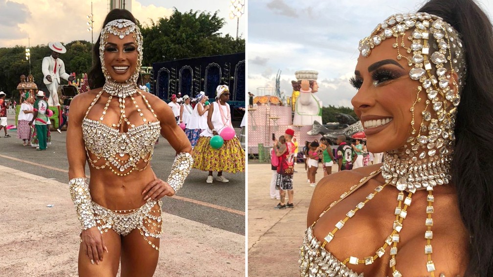 A rainha Renata Spalicci da escola de samba Barroca Zona Sul — Foto: Divulgação