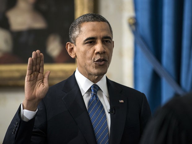 Obama na posse para presidente dos EUA (Foto: AP Photo/Brendan Smialowski, Pool)