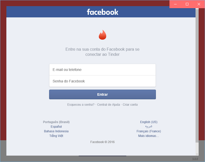Faça login usando os dados do Facebook (Foto: Reprodução/Helito Bijora) 