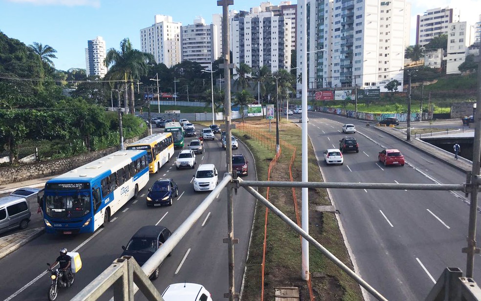 Canteiro de obras do BRT na região do Cidadela (Foto: Juliana Almirante/ G1)