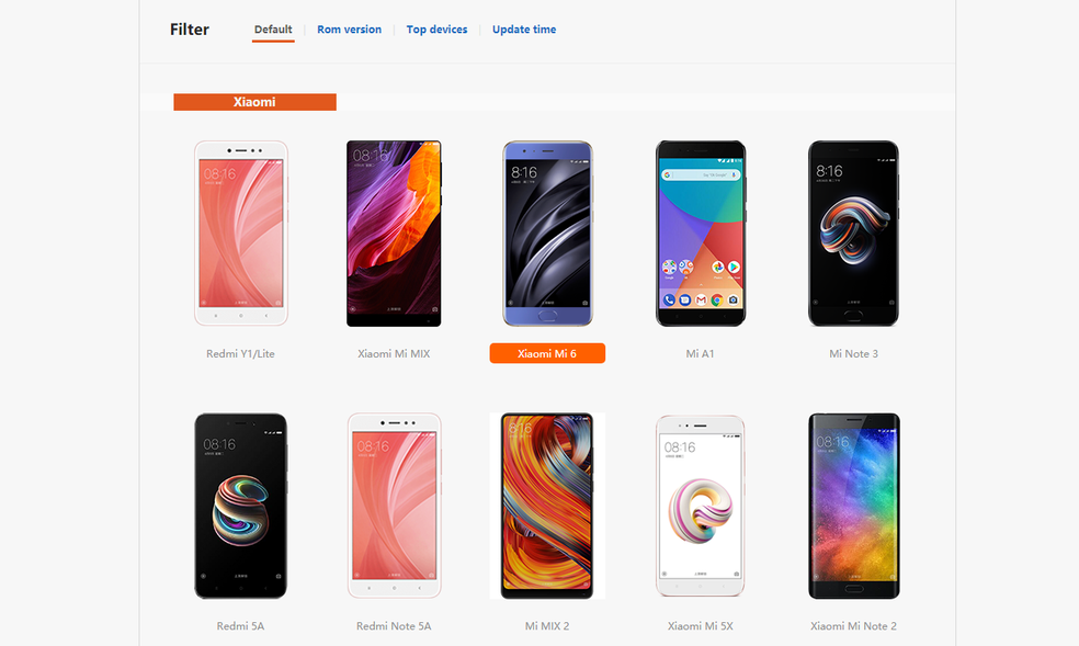 Selecione o modelo do seu smartphone da Xiaomi (Foto: Reprodução/Thiago Rocha)