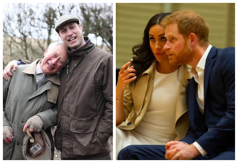 Or Príncipes Charles e William e a atriz Meghan Markle com o Príncipe Harry (Foto: Instagram/Getty Images)