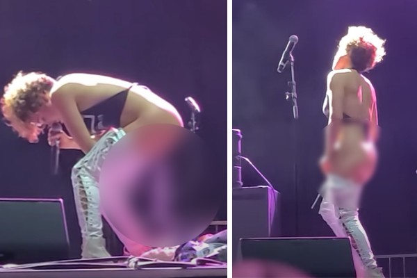 Sophia Urista, vocalista da banda Brass Against, urinou na cara de um fã em show (Foto: Reprodução/YouTube)