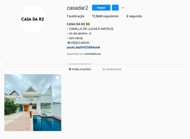 Instagram criado por Camila de Lucas e seu noivo, Mateus, para sua nova casa (Foto: Reprodução / Instagram)