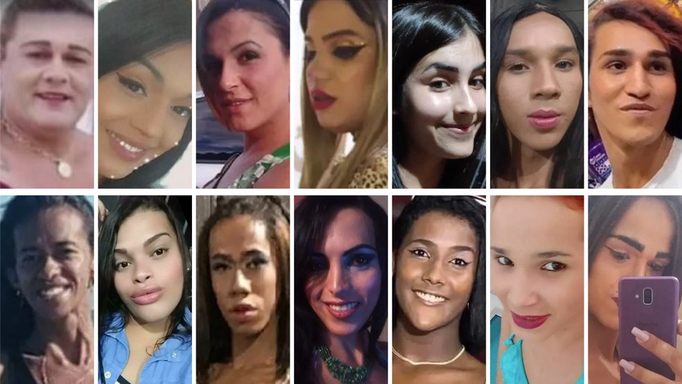 Imagens de mulheres trans/travestis assassinadas em 2022 no Brasil — Foto: g1