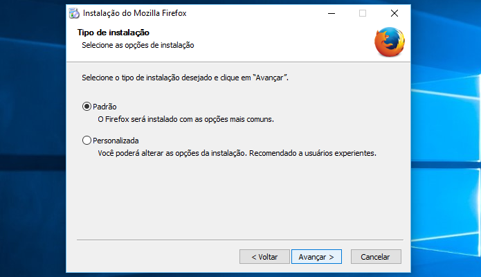 Escolha se você gostaria de personalizar a instalação do Firefox (Foto: Reprodução/Helito Bijora) 