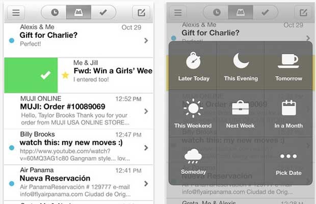 Aplicativo Mailbox que gerencia as mensagens do Gmail em iPhones e iPads (Foto: Reprodução)