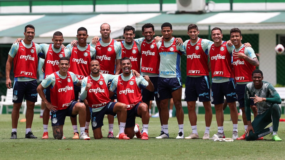 Jogadores do Palmeiras em treino na Academia de Futebol — Foto: Cesar Greco/Palmeiras