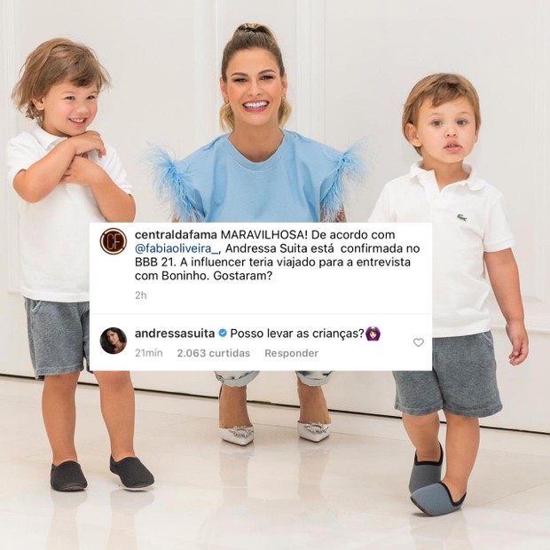 Andressa Suita sobre o BBB: "posso levar as crianças?" (Foto: Reprodução/Instagram)